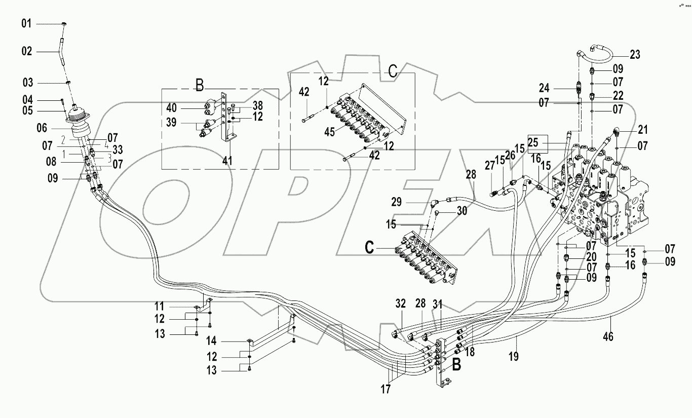 12Y0020 (A) UPPER STRUCTURE PILOT CIRCUIT (LH)