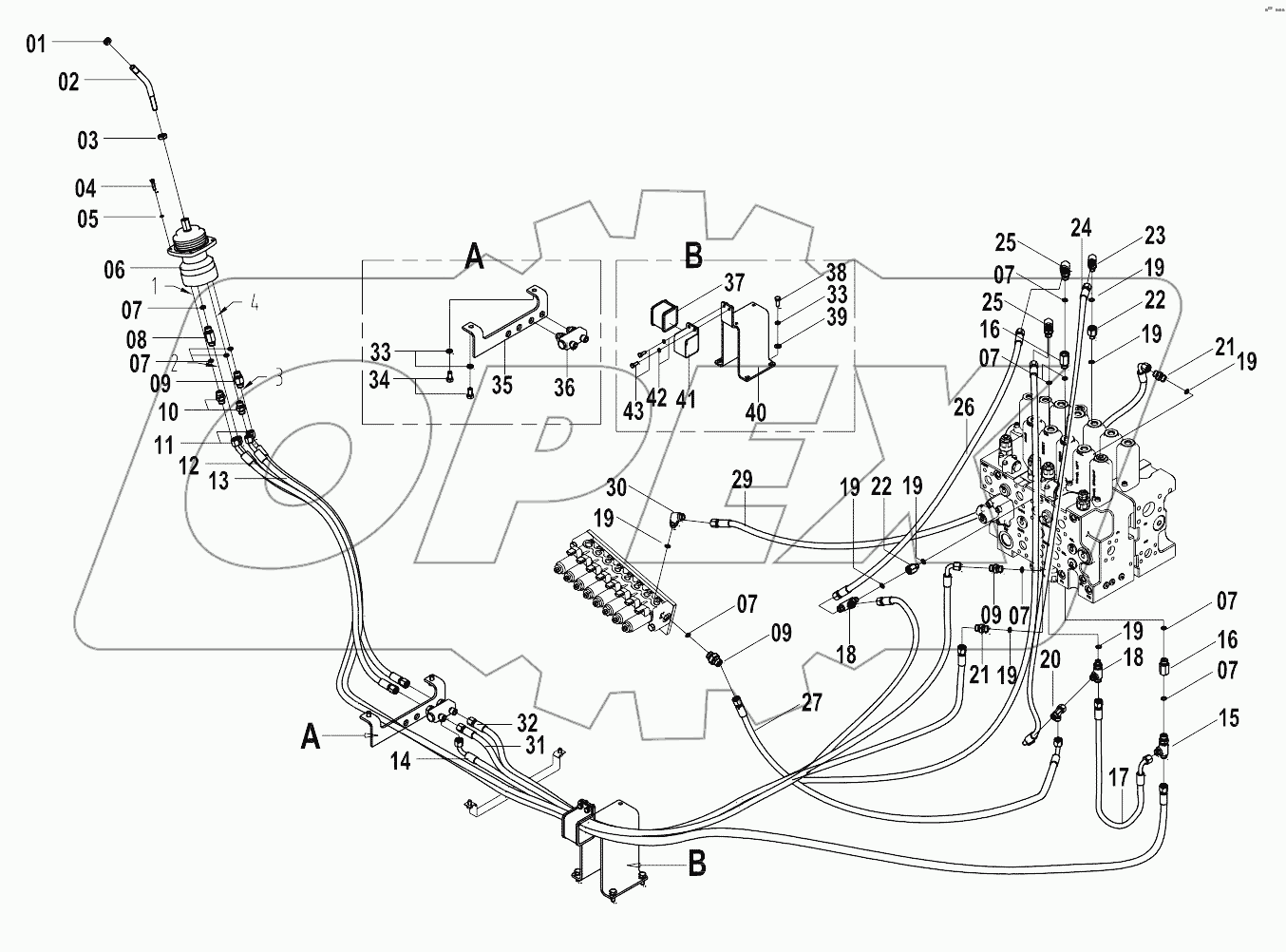12Y0020 (B) UPPER STRUCTURE PILOT CIRCUIT (RH)