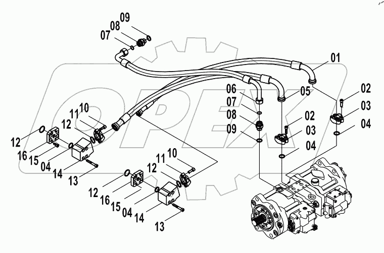  15E0494(B) OIL OUTPUT PIPING