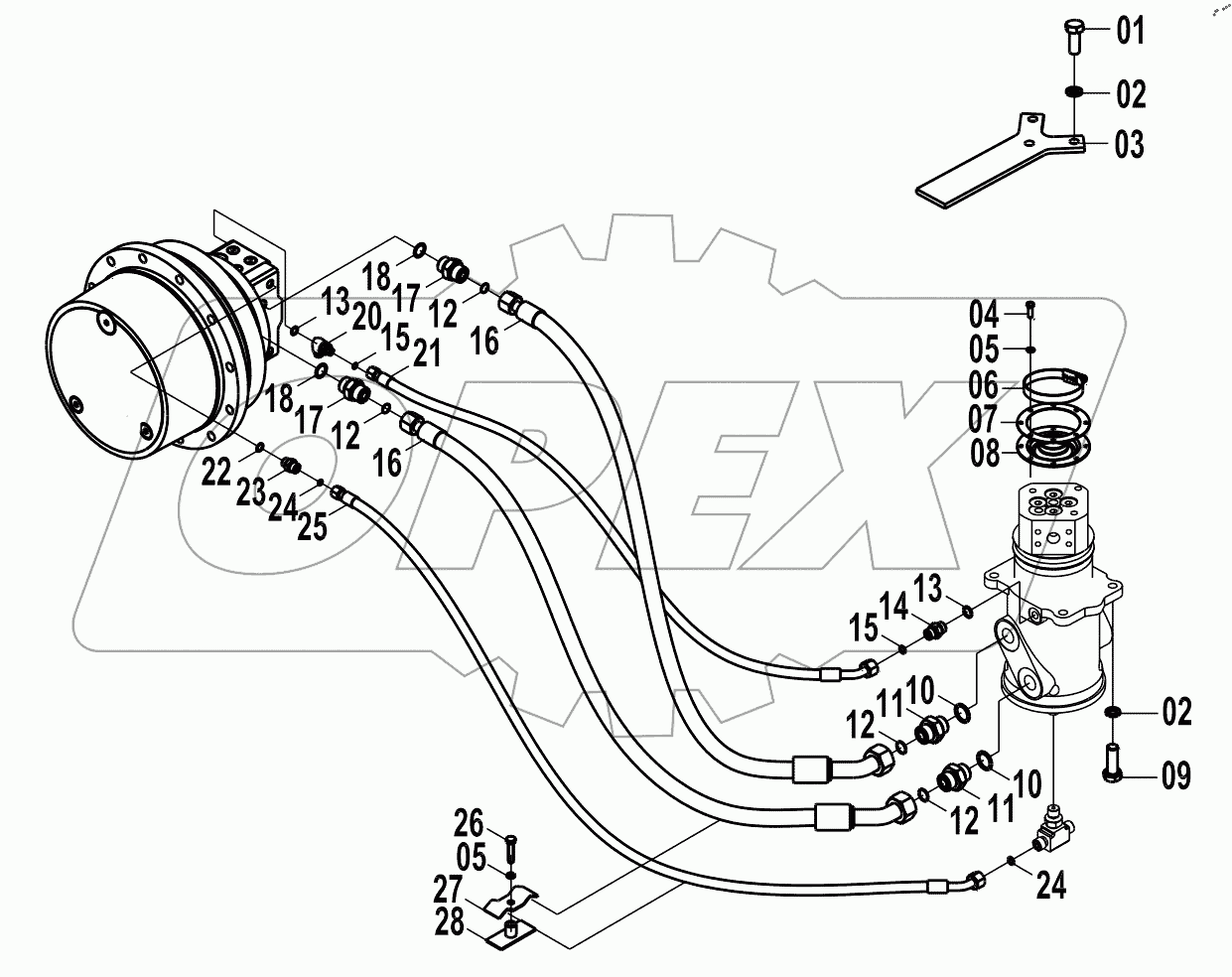  13E0061(B) TRAVEL HYDRAULIC SYSTEM (B)