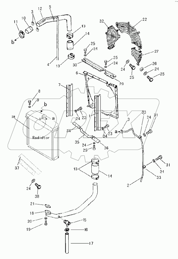 00E0574 RADIATOR PIPING AND WIND BREAK