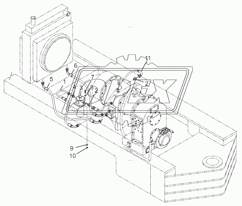 Oil Circuit Of Transmission And Torque Assembly (CDM835E.02 I .02)