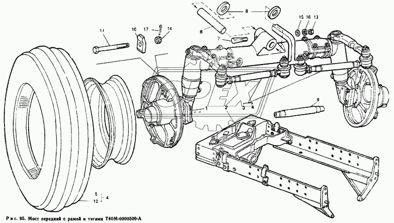Мост передний с рамой и тягами Т40М-0000500-А