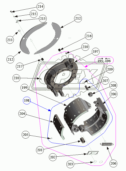 Запасные детали средних и задних ведущих мостов 3