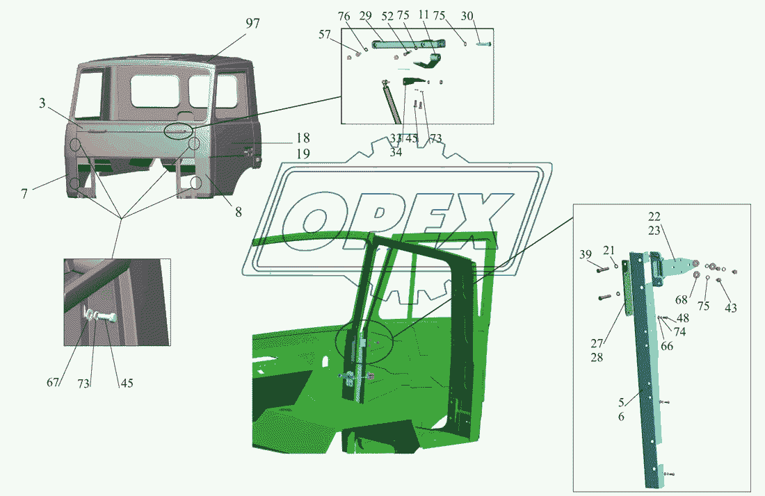 Кабина с дверьми 4370-5000022