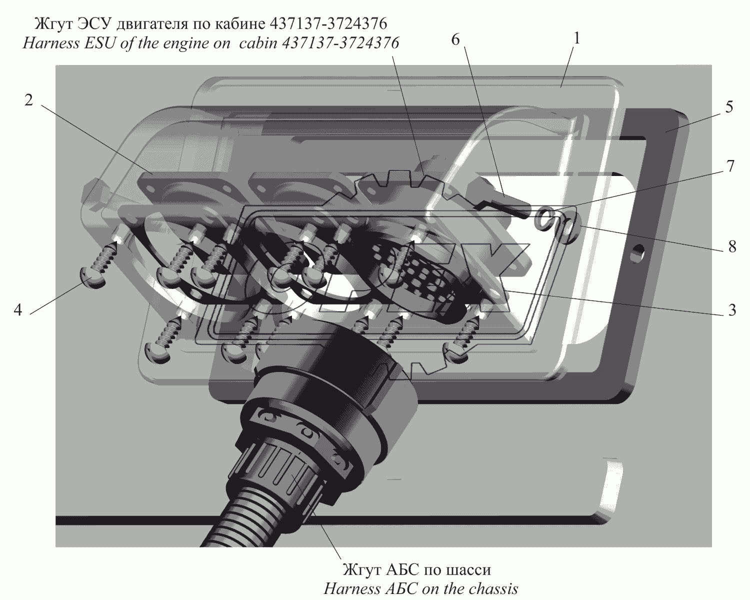 Ввод жгута ЭСУ двигателя в кабину