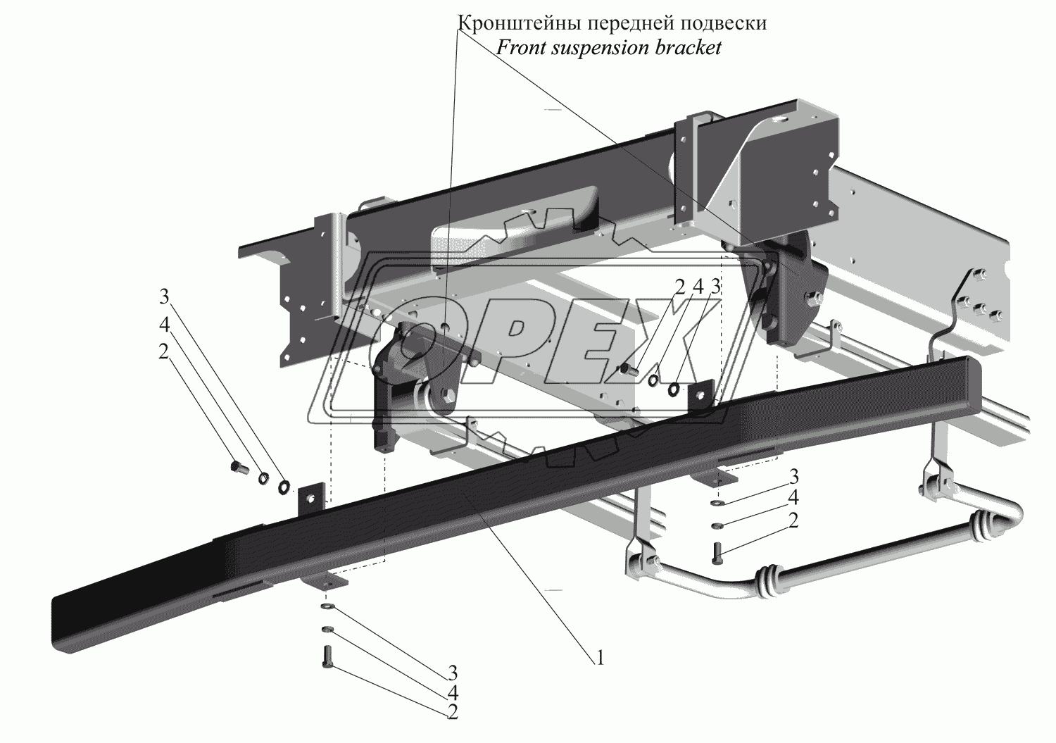 Установка переднего противоподкатного бруса 4370-2800030