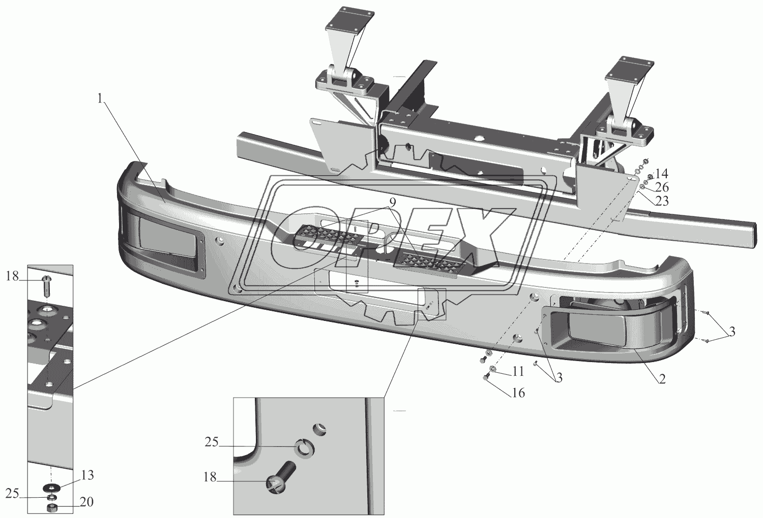 Установка верхнего бампера 437140-2800003