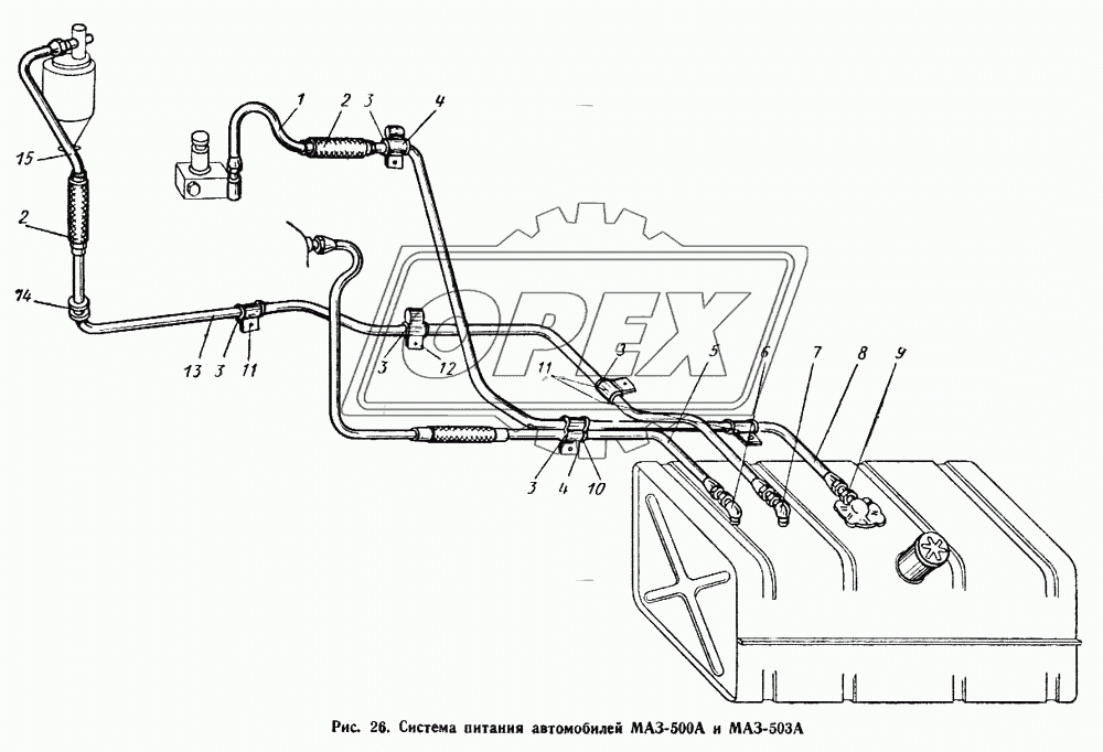 Система питания автомобилей МАЗ-500А и МАЗ-503А