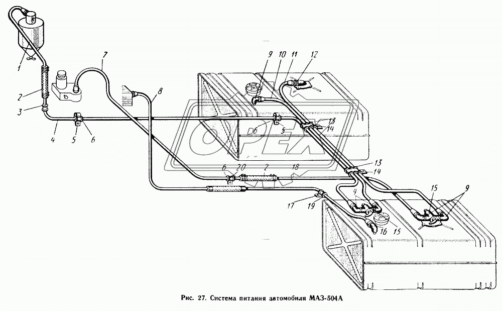 Система питания автомобиля МАЗ-504А