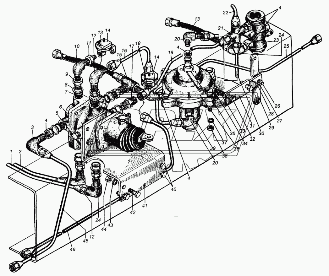 Трубопроводы к тормозным кранам МАЗ-5335