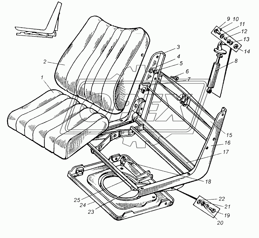 Сиденье переднее МАЗ-5335, МАЗ-5429, МАЗ-504В