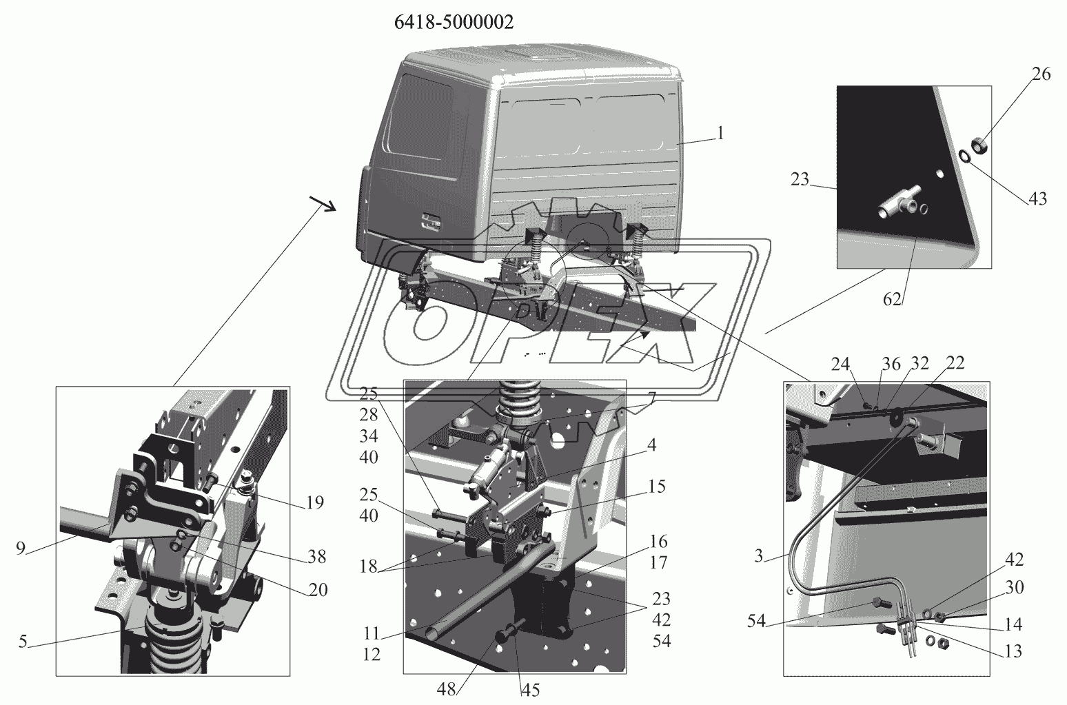 Установка кабины 6418-5000002