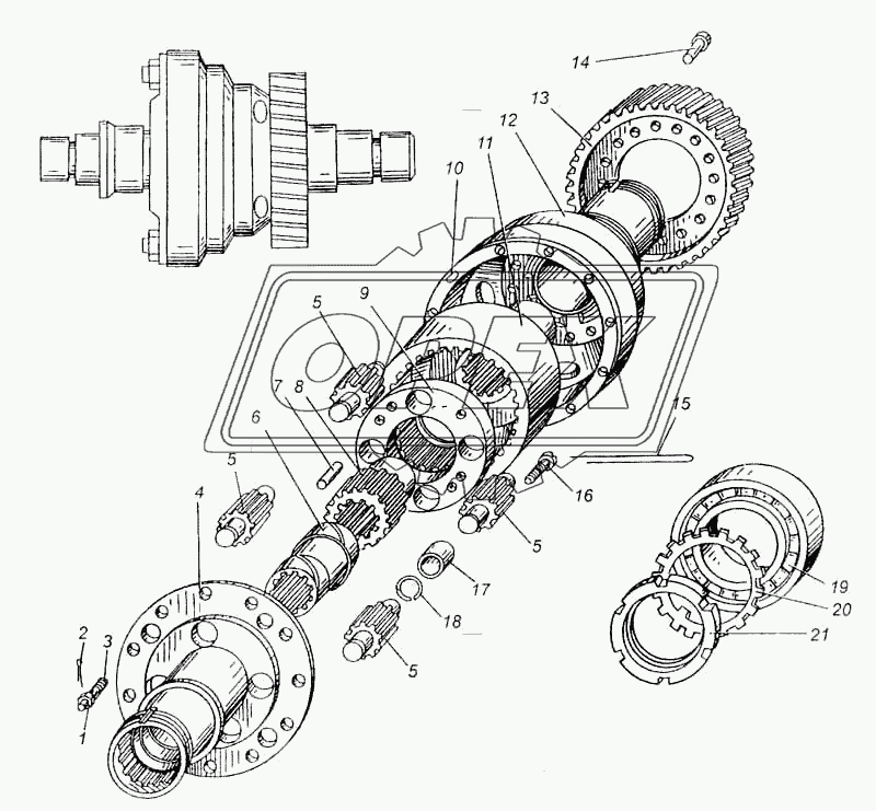 Дифференциал межосевой раздаточной коробки автомобиля МАЗ-509А