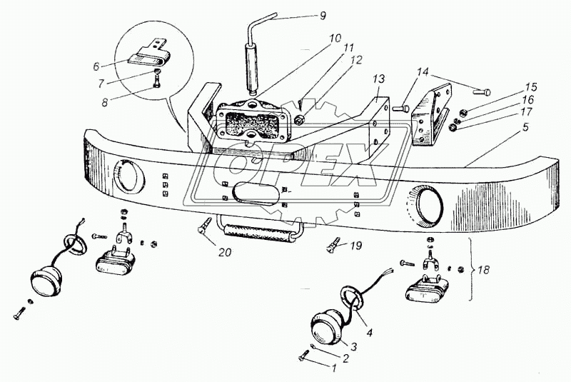 Бампер передний и крепление противотуманных фар