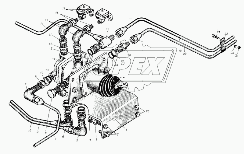 Трубопроводы к тормозным кранам автомобиля МАЗ-5549