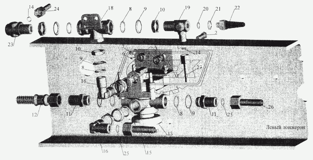 Установка ускорительного клапана и присоединительной арматуры на МАЗ-630303, МАЗ-630305