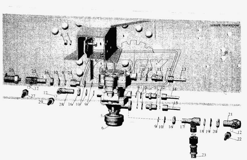 Установка клапана прицепа и присоединительной арматуры на автомобили на МАЗ-533603, МАЗ-533602