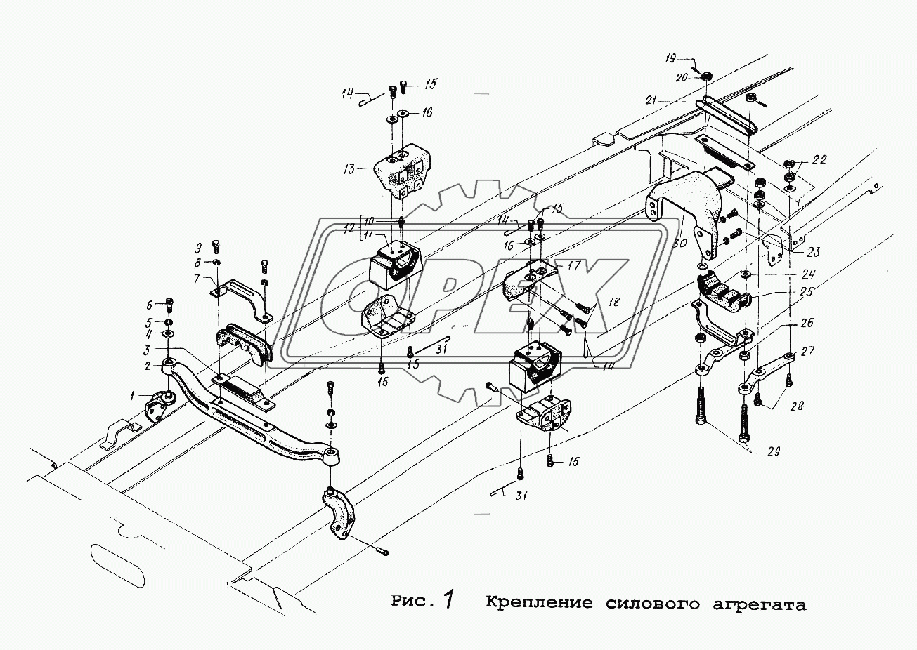 Крепление силового агрегата