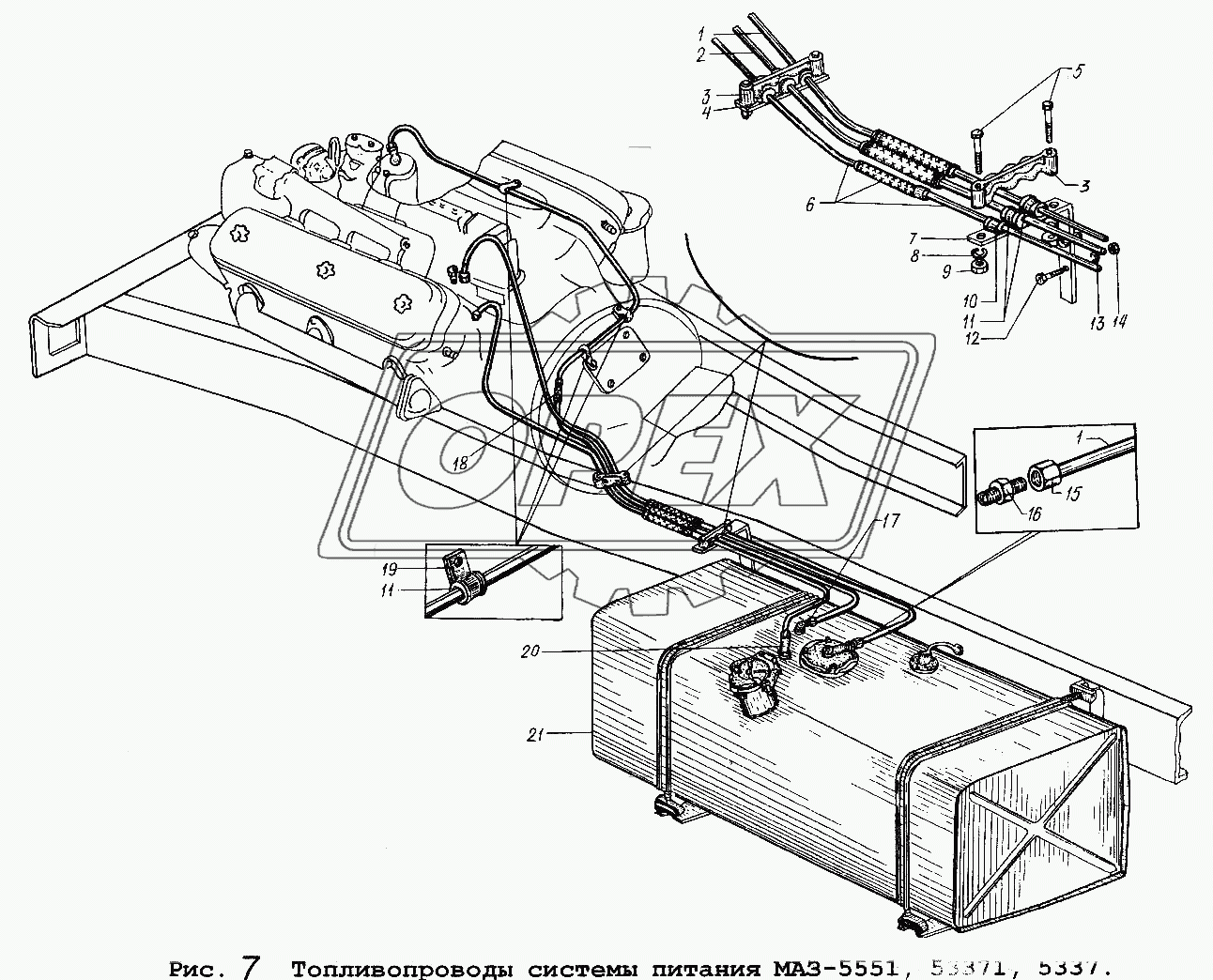 Топливопроводы системы питания МАЗ-5551,53371,5337