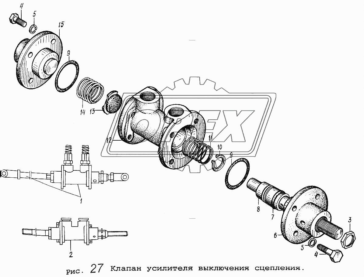 Клапан усилителя выключения сцепления