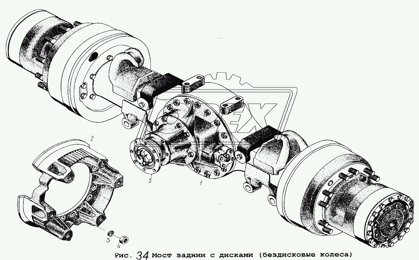 Мост задний с дисками (бездисковые колеса)