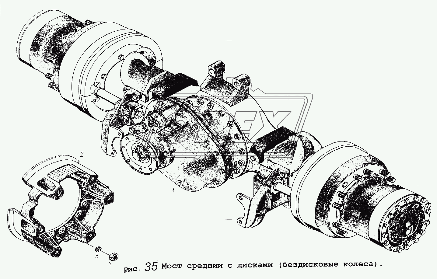 Мост средний с дисками (бездисковые колеса)