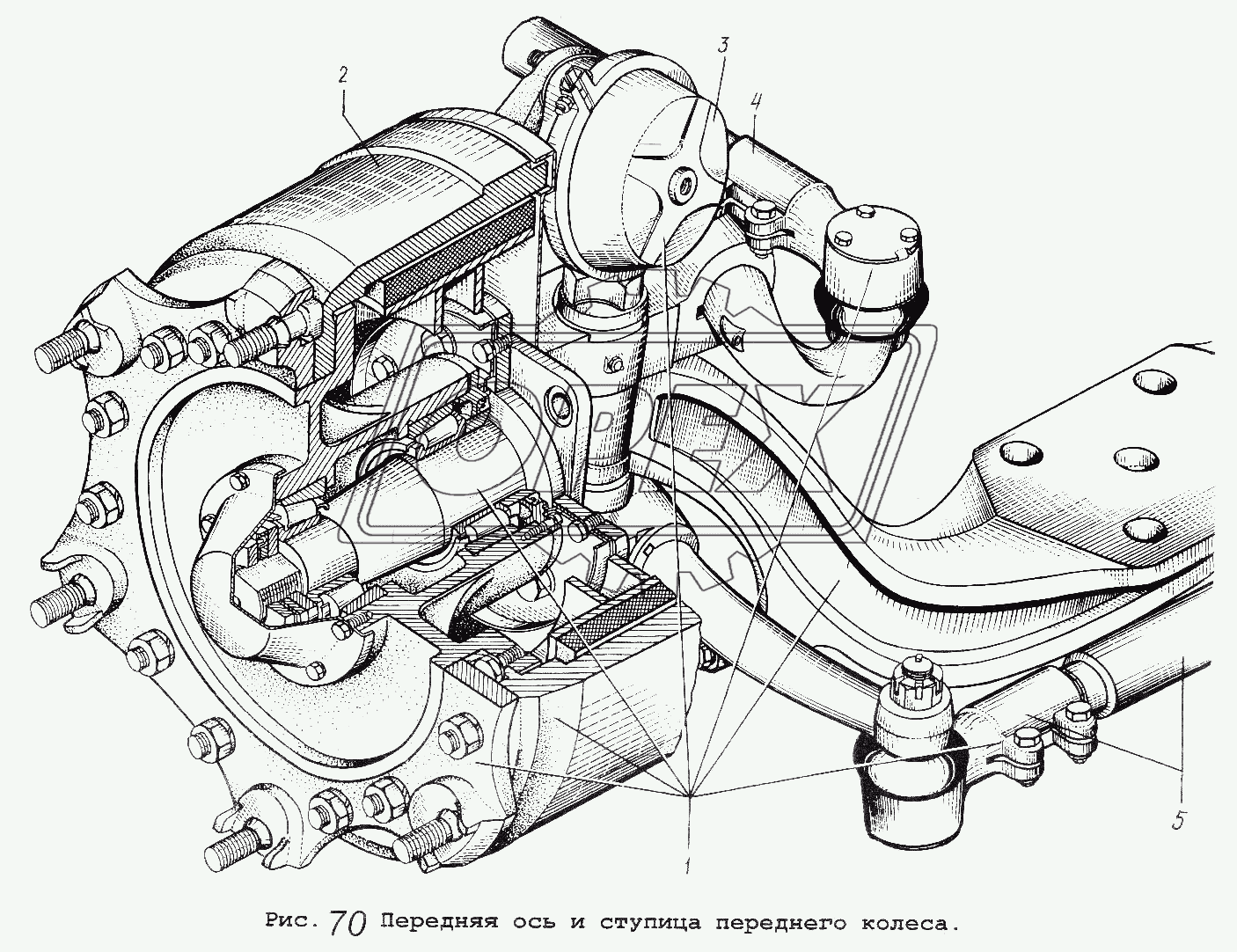 Передняя ось и ступица переднего колеса