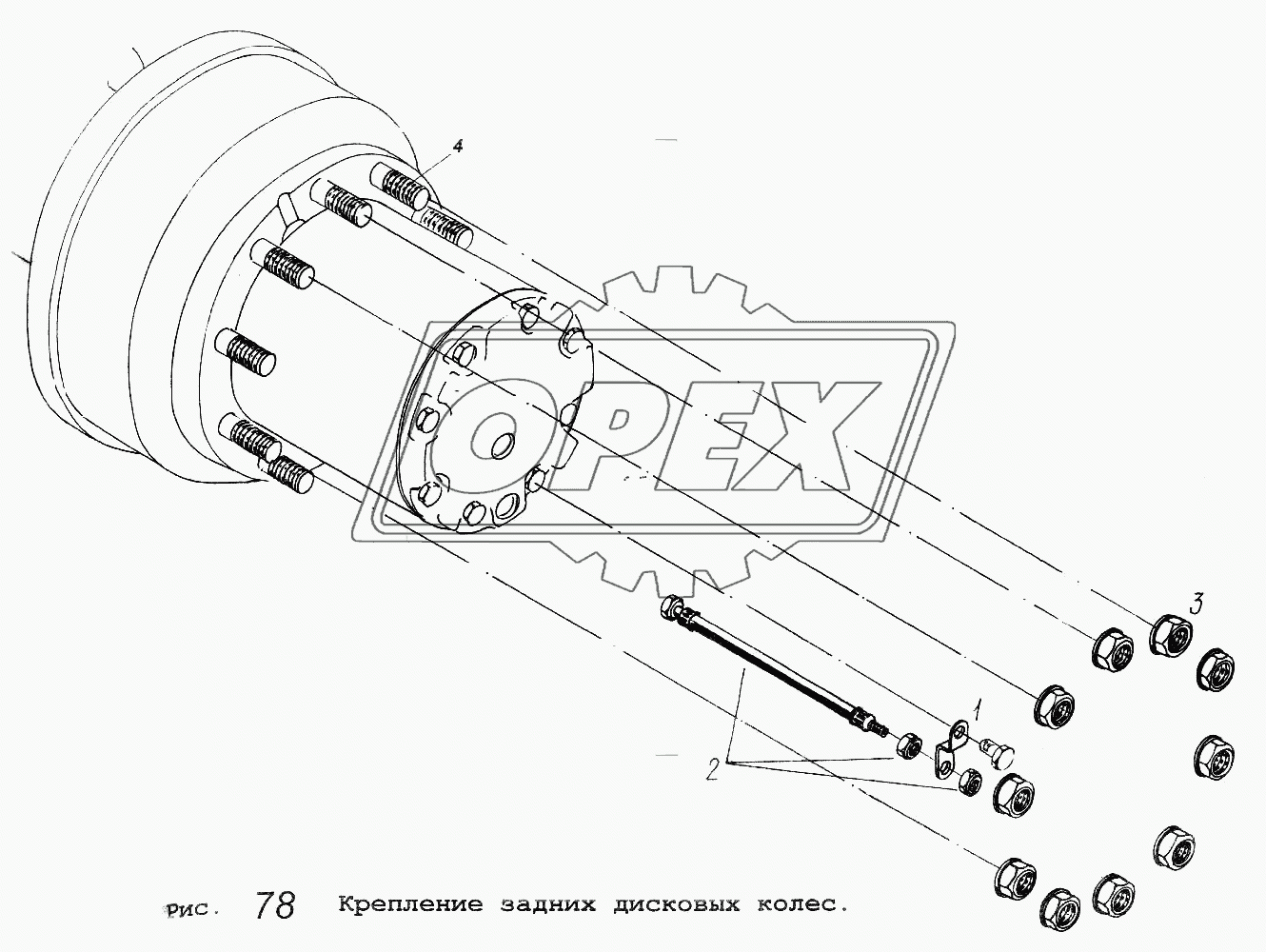 Крепление задних дисковых колес