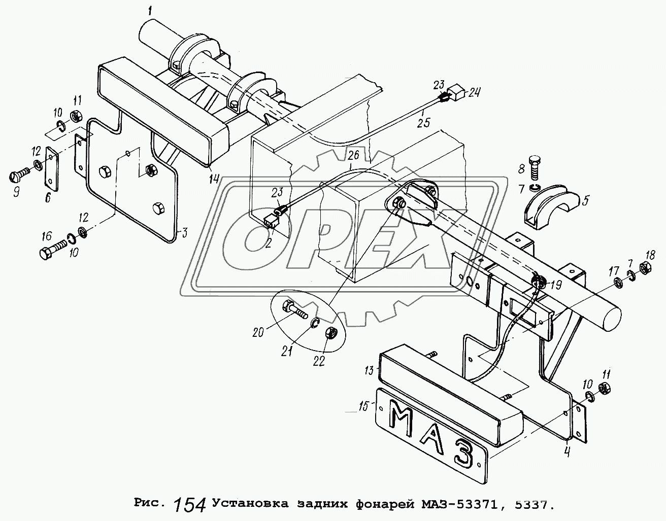 Установка задних фонарей МАЗ-53371,5337