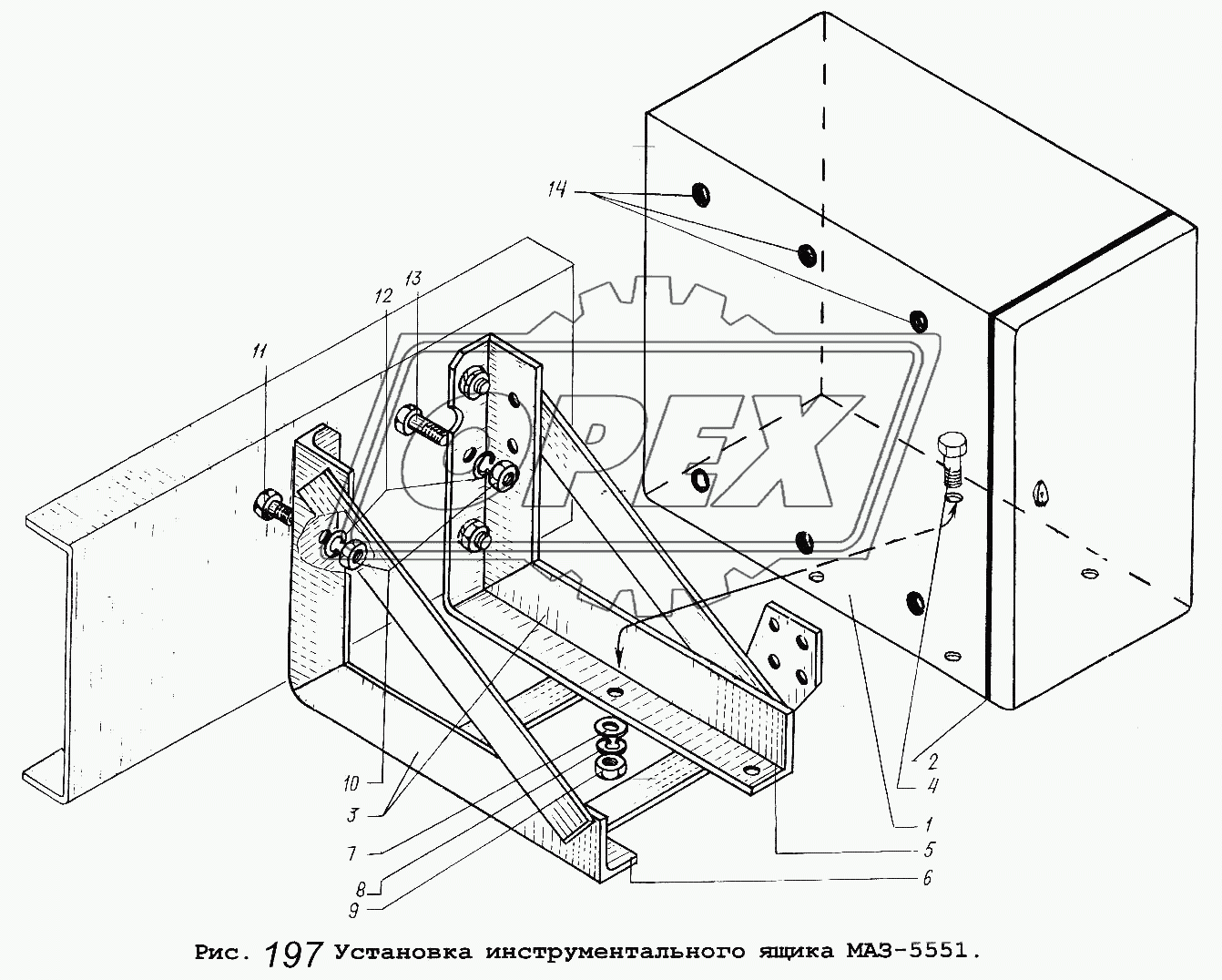 Установка инструментального ящика МАЗ-5551