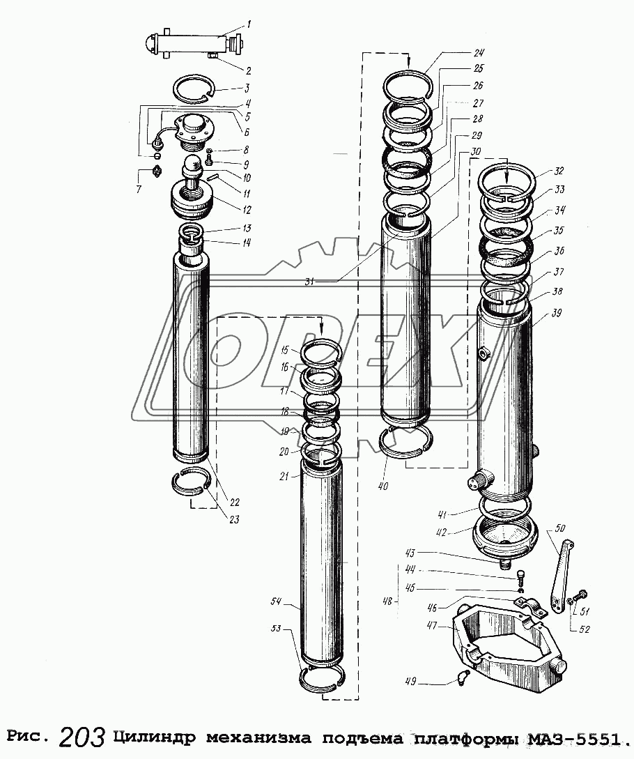 Цилиндр механизма подъема платформы МАЗ-5551