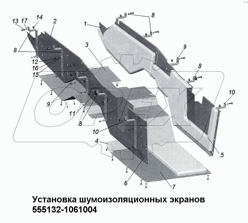 Установка шумоизоляционных экранов 555132-1061004