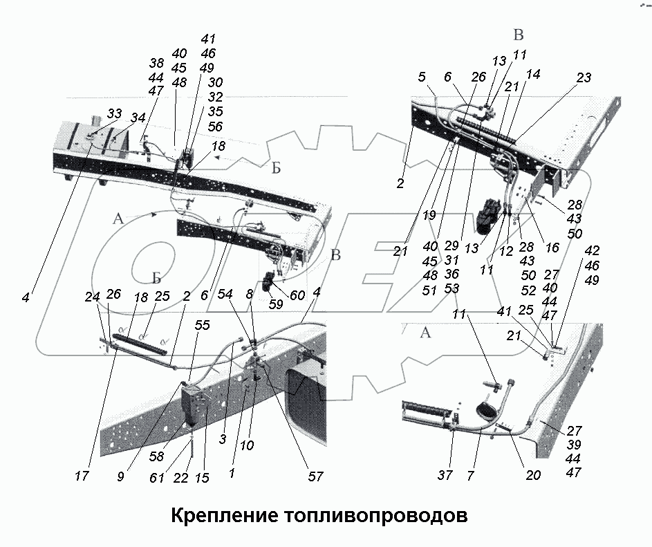 Крепление топливопроводов