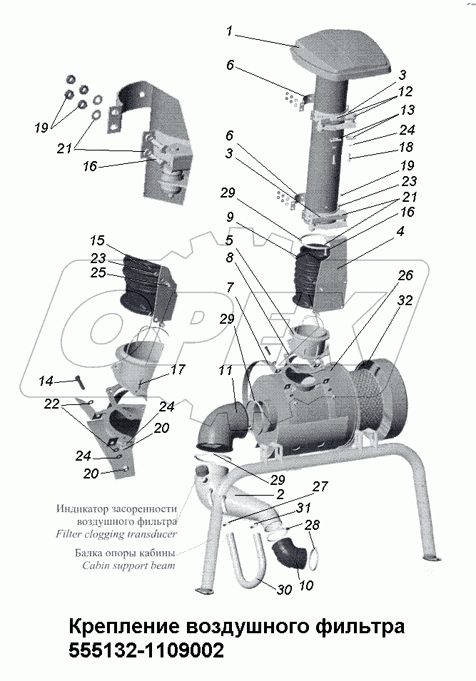 Крепление воздушного фильтра 555132-1109002