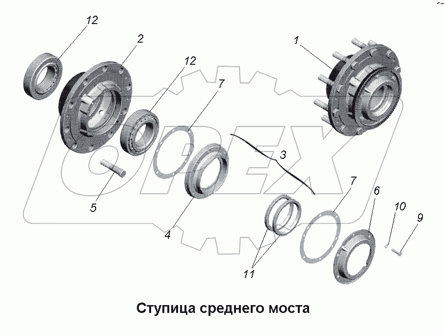 Ступица среднего моста