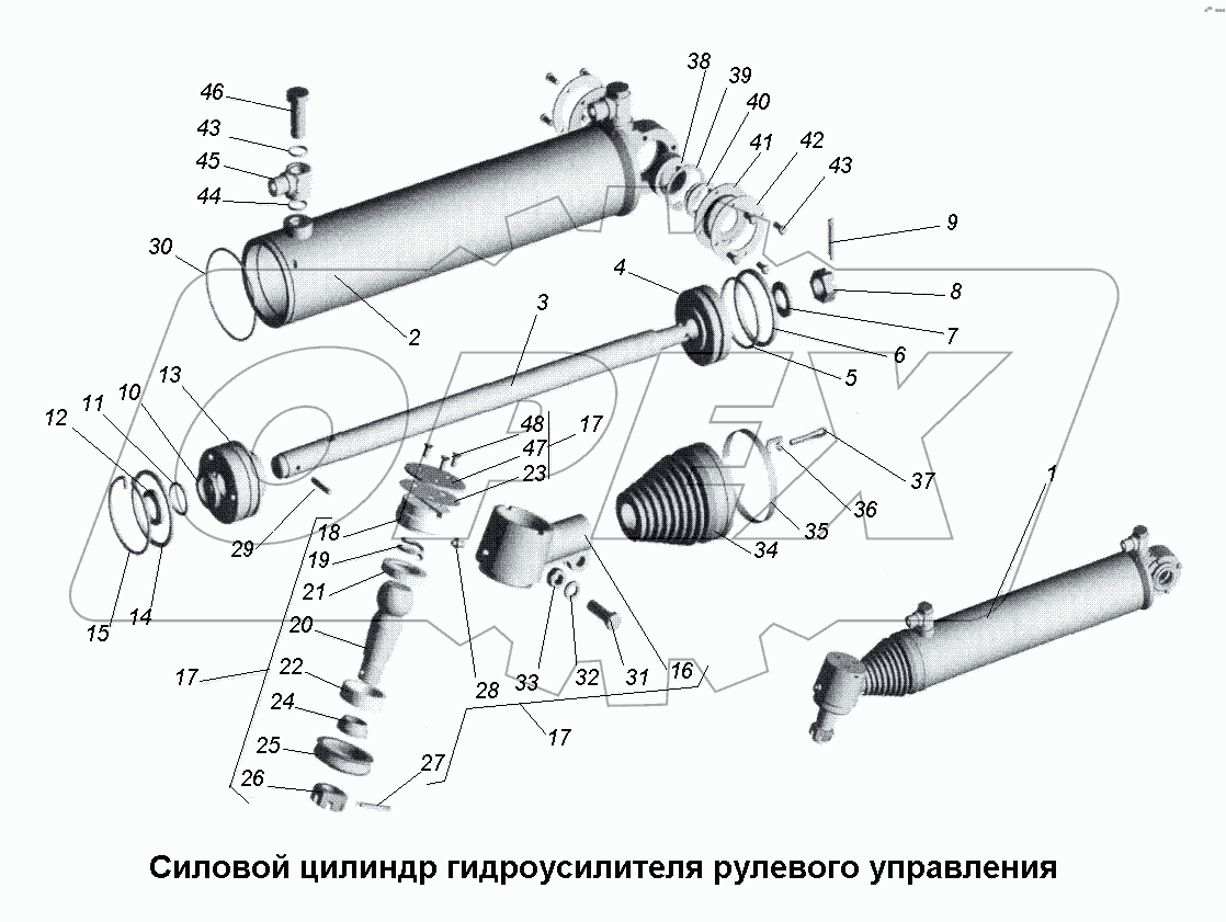 Силовой цилиндр гидроусилителя рулевого управления