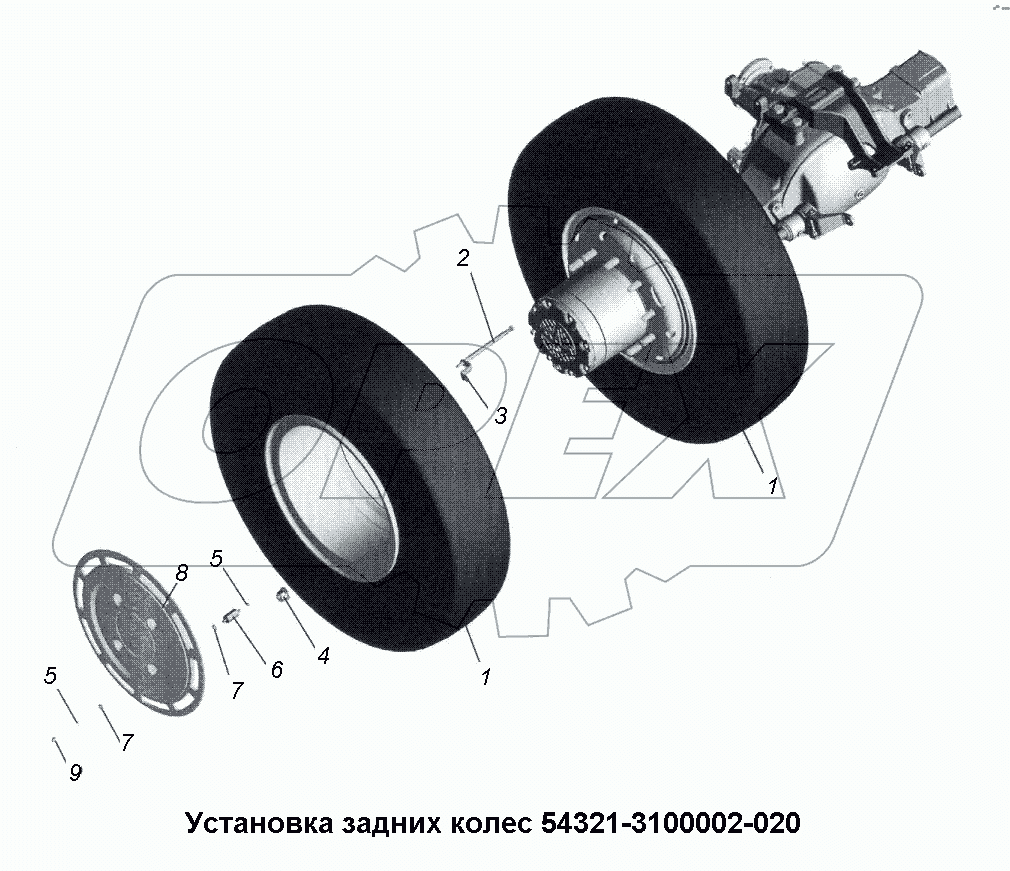 Установка задних колес 54321-3100002-020
