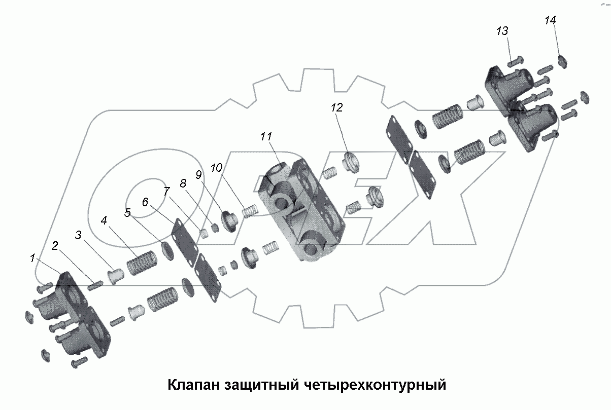 Клапан защитный четырехконтурный
