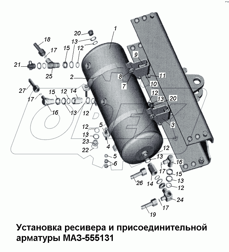 Установка ресивера и присоединительной арматуры МАЗ-555131