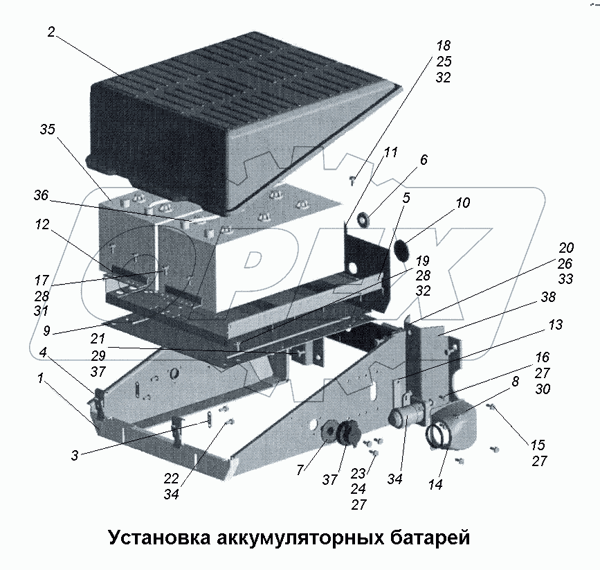 Установка аккумуляторных батарей