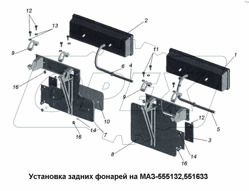 Установка задних фонарей на МАЗ-555132, 551633