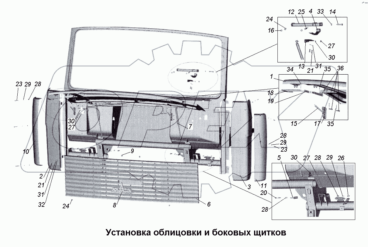 Установка облицовки и боковых щитков