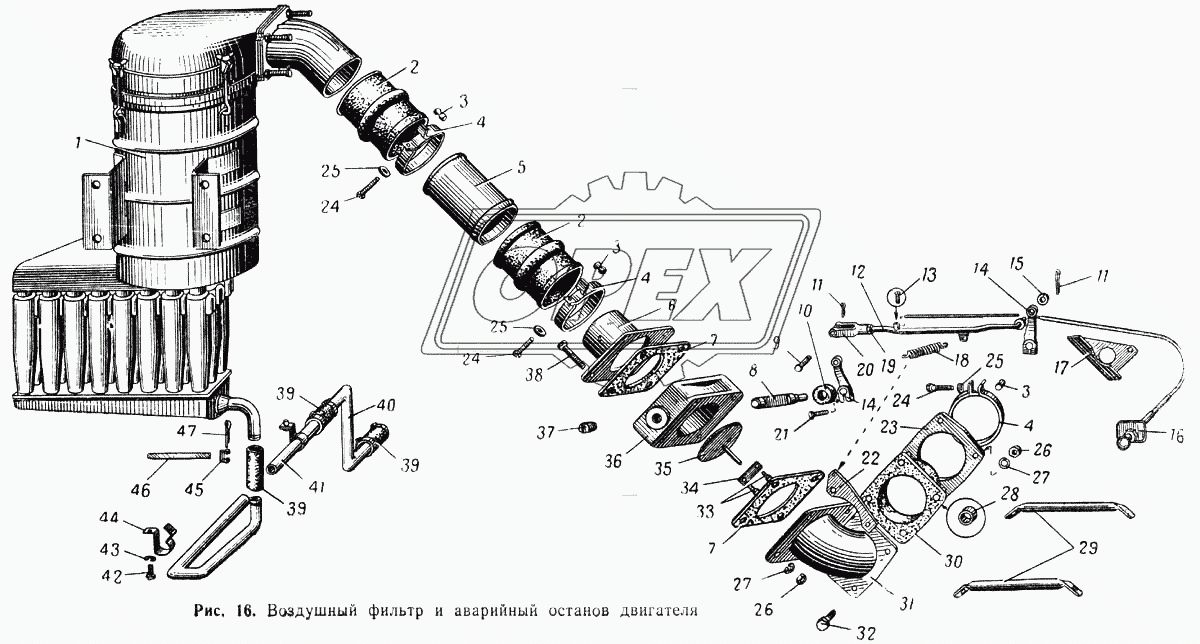 Воздушный фильтр и аварийный останов двигателя