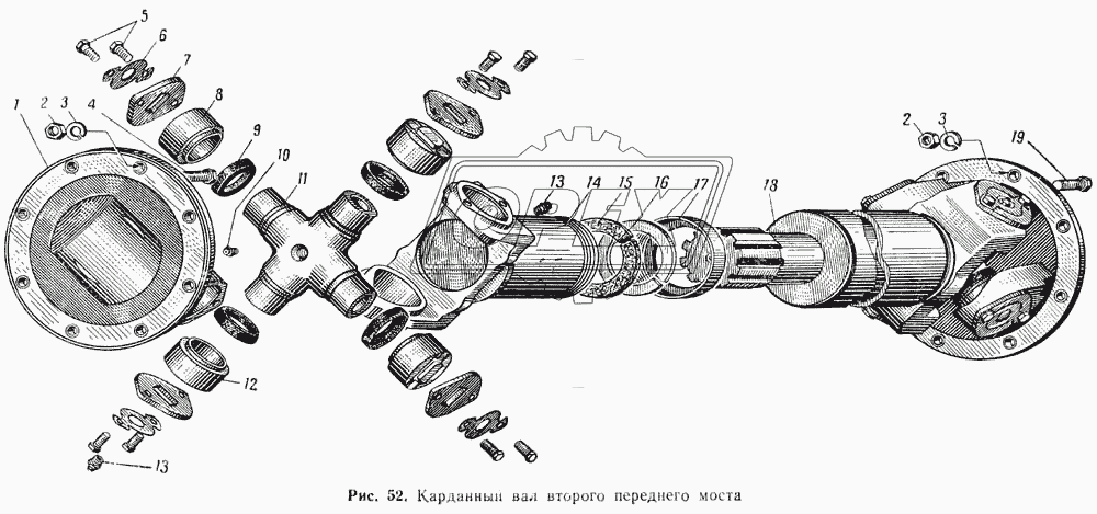 Карданный вал второго переднего моста