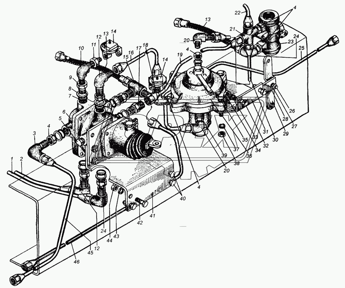 Трубопроводы к тормозным кранам МАЗ-5335