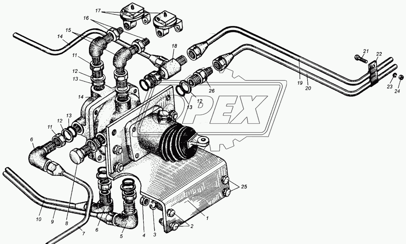 Трубопроводы к тормозным кранам МАЗ-5549