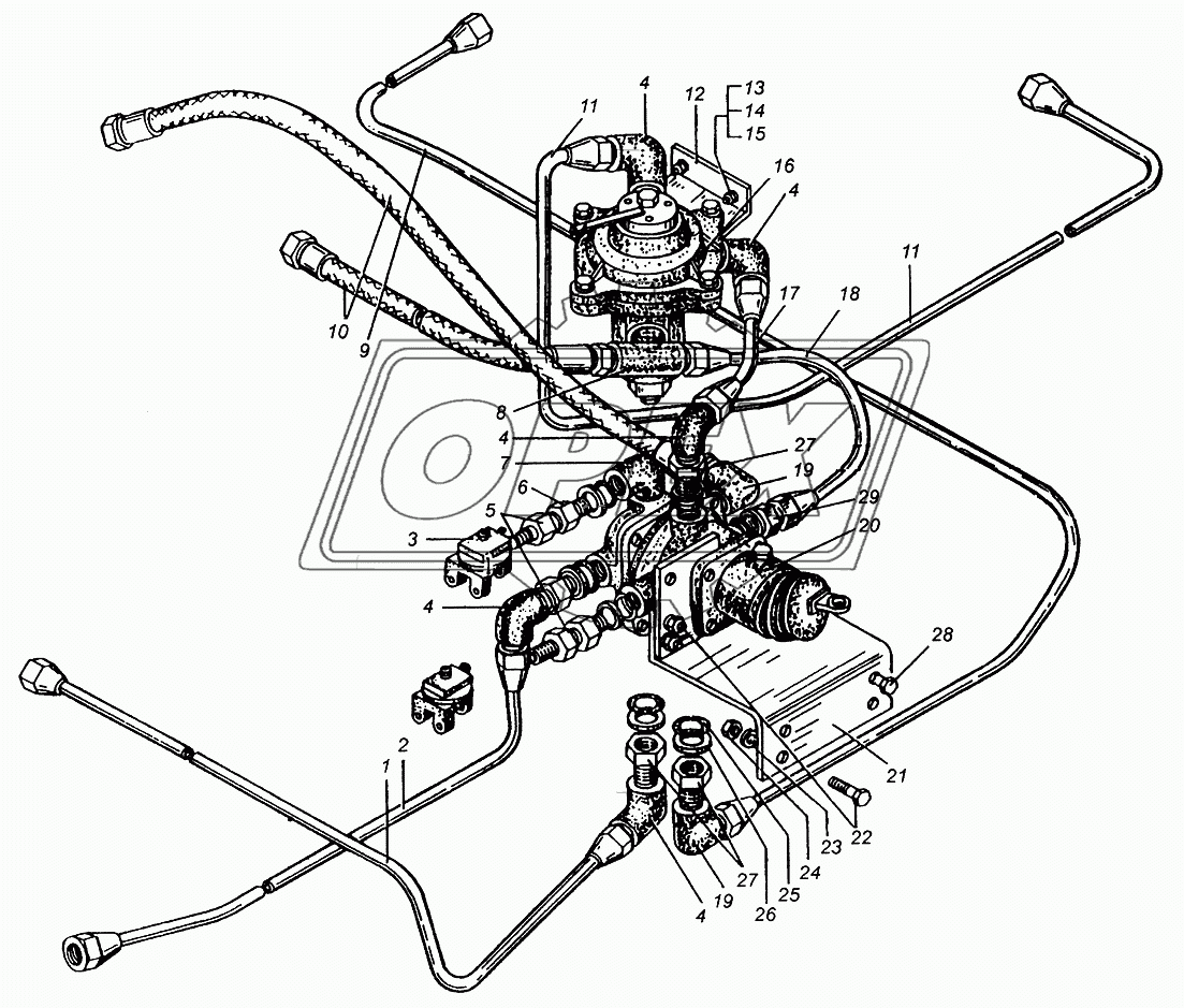 Трубопроводы к тормозным кранам МАЗ-509А