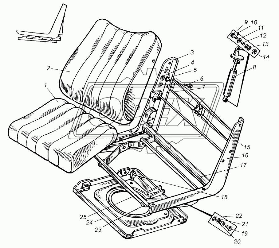 Сиденье переднее МАЗ-5335, МАЗ-5429, МАЗ-504В