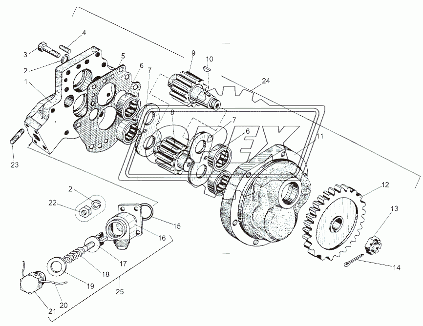 Насос задний 543-1704110-10